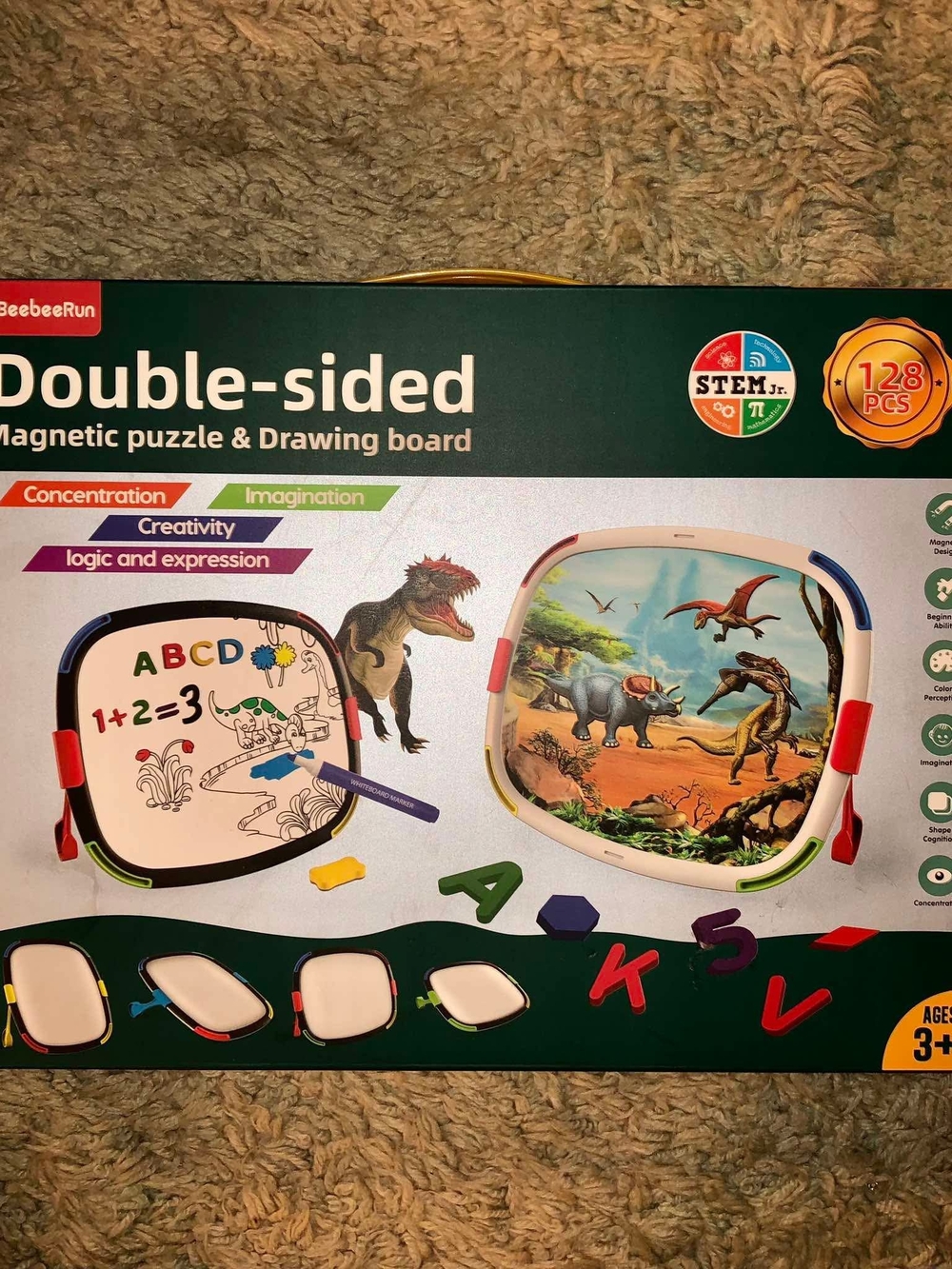 BeebeeRun Double-Sided Magnetic Puzzle & Drawing Board play set